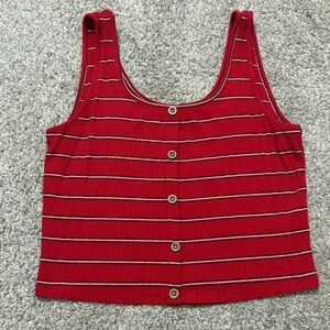 Active USA Red White Striped Crop Tank Top